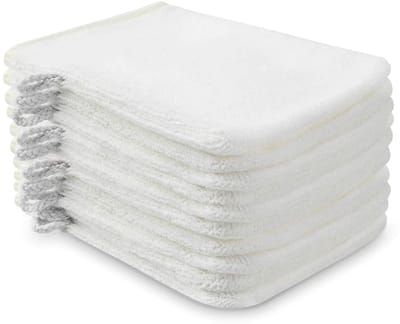 Unyqoos® Set van 10 Luxe Absorberende Microvezel Washandjes voor Gezicht en Lichaam, 15 x 21 cm, Wit