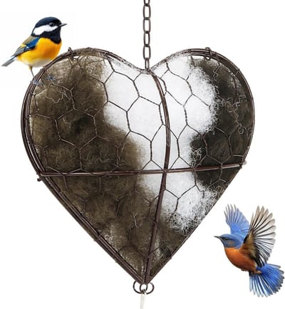 Vervangbare Vogelhuisjes van Vezels in Hartvorm voor Tuin en Buitenleven, Ideaal voor Kolibries en Wilde Vogels
