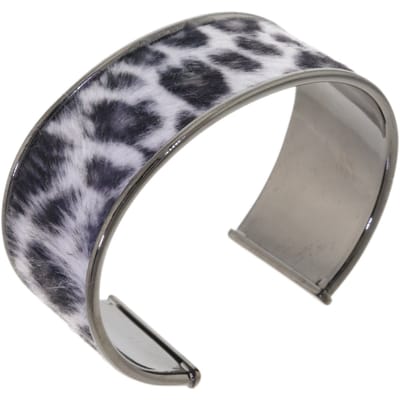 Behave – Armband – Zwart-wit panterprint – Gunmetal – Smal – Nikkelvrij – Trendy