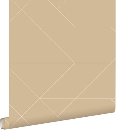 ESTAhome behang grafische lijnen donker beige - 50 x 900 cm - 139774