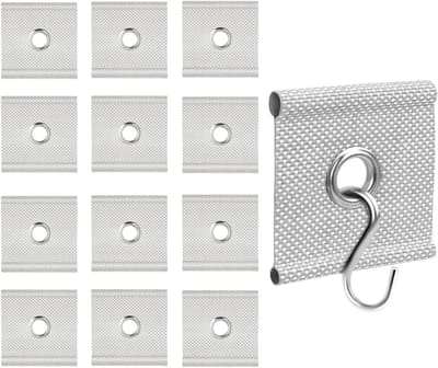 12 Stuks Terminal Strips Haakjes voor Camping, Motorhome en Caravan - Ideaal voor Tent en Kledingdecoratie Binnen en Buiten (Grijs)