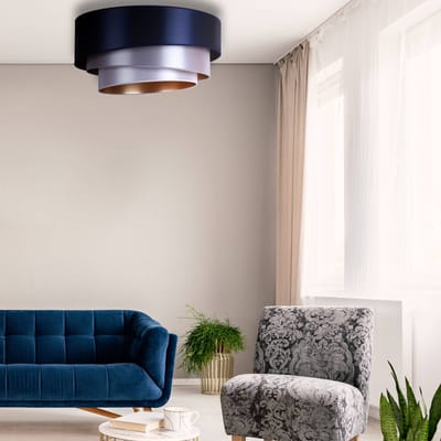 Euluna Plafondlamp Trio Ø 60 cm, marineblauw/zilver/wit/goud