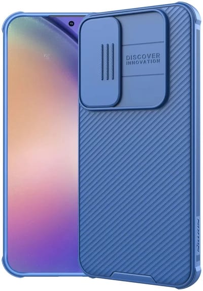 Nillkin CamShield Hoesje Geschikt voor Samsung Galaxy A55 - Back Cover met Camera Slider - Extra Camera Bescherming - Blauw