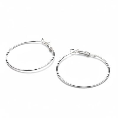 Aramat Jewels | Oorringen | Zilverkleurige Oorringen metaal 40mm | | | |2mm | Staal | Volwassenen | Verkleurd niet