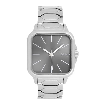 OOZOO Timepieces - Zilverkleurige horloge met roestvrijstalen armband - C11602