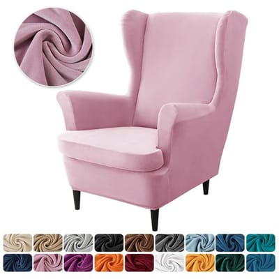 Fluwelen Wingback stoelhoezen Stretch Wing fauteuilhoes met zitkussenhoes Elastische bankhoezen Effen kleur bankhoezen