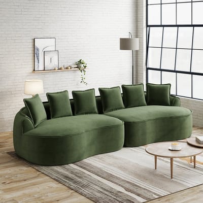 MODENUIT Modulaire Bank 122 cm - Frameloos Met Diepe Chaise Longue - Brede Armleuningen - Woonkamer - Chenille Groen