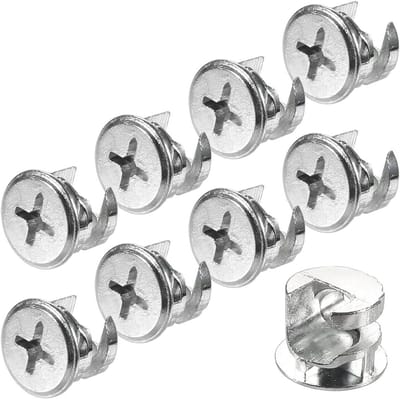8-delige meubelverbinder met excentrische fitting, 13x11mm cam schroefmontage voor kasten, planken en tafels, sterke zinklegering met kruisgleuf voor eenvoudige installatie.