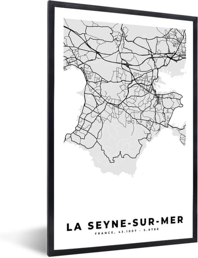 Fotolijst incl. Poster - Frankrijk - La Seyne-sur-Mer - Stadskaart - Plattegrond - Kaart - 40x60 cm - Posterlijst