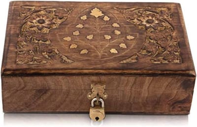 Handgemaakte Decoratieve Houten Sieradendoos - Organiseer Sieraden en Snuisterijen