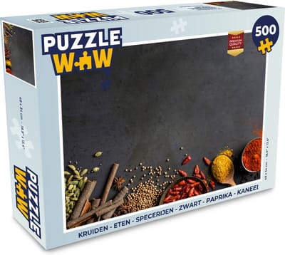 Puzzel Kruiden - Eten - Specerijen - Zwart - Paprika - Kaneel - Legpuzzel - Puzzel 500 stukjes