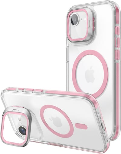 Zanae, Hoesje Geschikt Voor iPhone 16e Hooke Serie MagSafe met Camerabescherming Stand, Roze