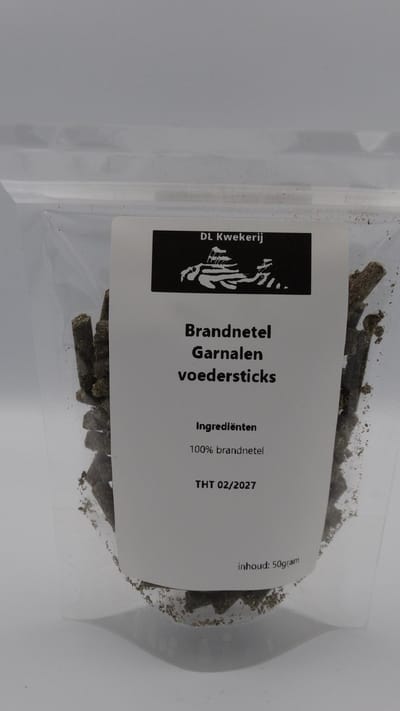 Brandnetel voedersticks - 50 gram - garnalen voeding - DL Kwekerij