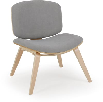 COSTWAY Moderne accentstoel, gestoffeerde loungestoel met rugleuning en gevoerde zitting, solide houten frame, ruimtebesparende armloze stoel voor keuken, eetkamer, woonkamer (lichtgrijs, 1)