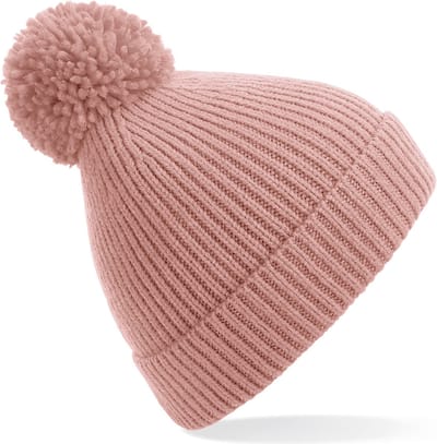 Result Wintermuts - roze - met pompom - gebreid - muts voor volwassenen