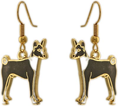 Behave - Oorhangers dames - hondenmotief - zwart en wit - 3,5 cm