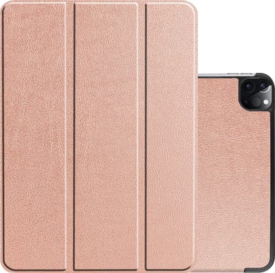 Hoes - Geschikt voor Apple iPad Pro (2022) - 11 inch - 4e generatie - Dun & Stevig - Trifold Bookcase - Hard Cover Case - Met Uitsparing Geschikt voor Apple Pencil - Hardcover Book - Tablet Hoesje - Rosé goud