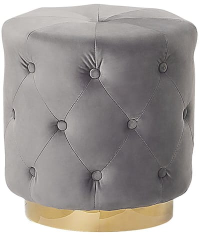 CARROLLTON - Poef - Lichtgrijs - 40 cm - Fluweel