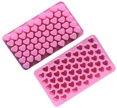IJsblokjes vorm hartjes - IJsklontjes mal - Hartjesvorm - 1,5 cm - 55 hartjes - IJs blokjes maken - Chocolade / zeep maken - Zeepvorm - Vormpjes - Ice cube tray - Ice mold - Siliconen - Jonyx