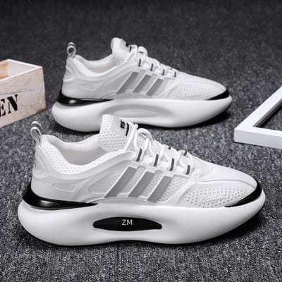 Herenschoenen Lente Nieuwe Papa Schoenen Trendy Ademend Ondiep Mond Veterschoenen Mode Casual Sportschoenen 45 gray
