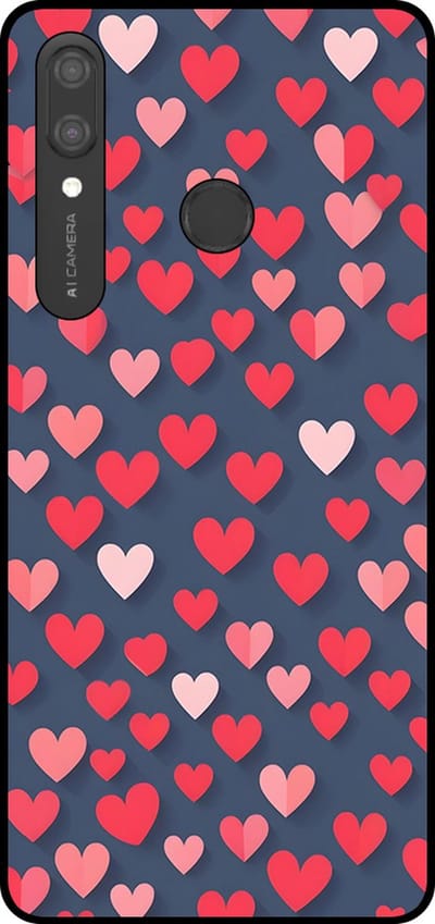 Smartphonica Telefoonhoesje Geschikt voor Huawei P Smart (2019) met Roze en Rode Hartjes Opdruk - TPU Backcover Case With Rosé and Red Heart Design geschikt voor Huawei P Smart (2019)