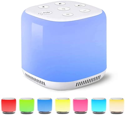 White Noise Machine - Wit Geluid met 7 Kleuren Nachtlampje en 34 Slaaphulp Geluiden, Kalmeert Emoties, Met Timer en Instelbare Luminositeit, Geschikt voor Baby's en Kinderen