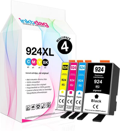 Inktdag HP 924 Cartridge – Compatibele HP 924 Inktcartridges – Vervanging voor HP924 – Hoge kwaliteit printerinkt voor HP OfficeJet Pro 8120 8120 812 8123 8125 8128 8130 8132 8133 8134 8135 Printers