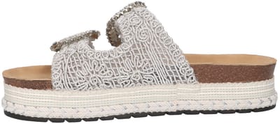 La Strada Platform Slipper Zilver Raffia - Damesschoenen - Maat - 40