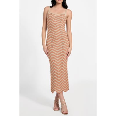 GUESS Sl Vera Chevron Lace Natural/orange Brush Taglia: XS | Abiti Midi Outlet | Donna | Arancione