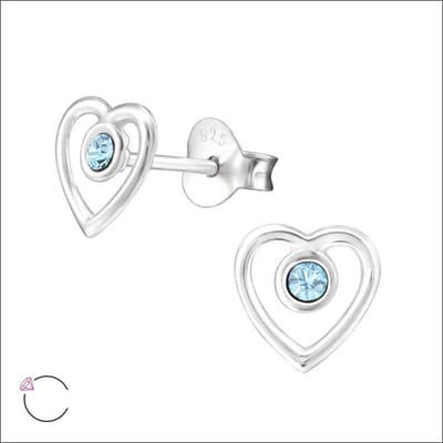 Aramat Jewels | Oorbellen | Zilveren Hartje Oorstekers – 925 Zilver -Emaille | Zilver/kristal Blauw-7mm | |7mm | Zilver | Kinderen, Volwassenen | Verkleurd niet