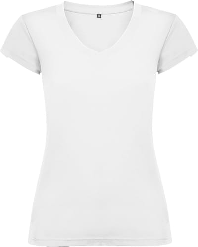 Dames V-hals getailleerd t-shirt model Victoria Wit maat 2XL