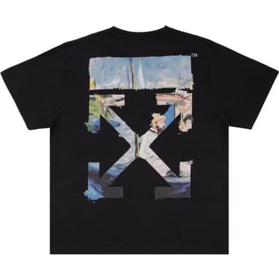 Off-White Kleur Schilderij Diagonale Pijlen T-shirt Zwart Heren Tops OMAA038G20JER0061088 XS gray