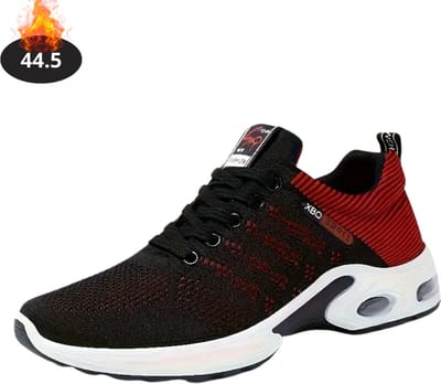 Livano Schoenen Heren - Sneakers - Comfortabel - Sportief - Casual - Volwassen - Zwart/Rood - Maat 44.5