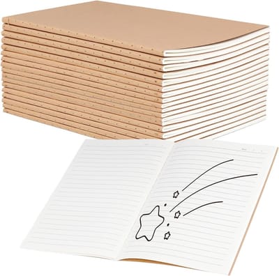 25 Stuks A5 Gelijnde Notitieblokken van Bruin Kraftpapier voor Notities, Journal en Memo, 36 Vel, 72 Pagina's, Perfect voor School en Werk