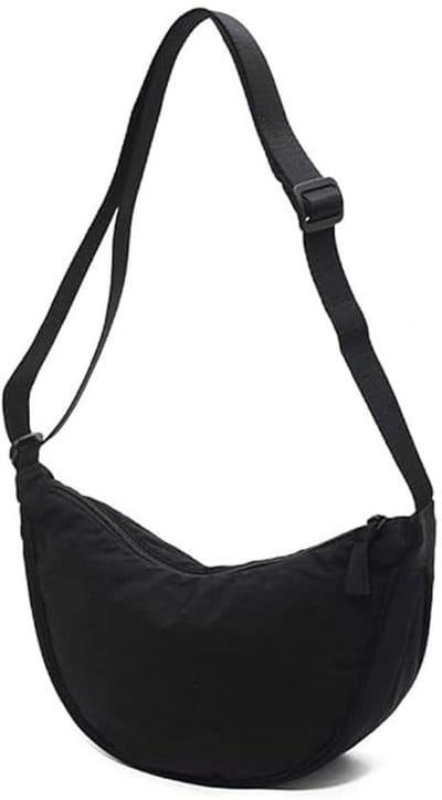 Solidchoice - Dailygoody - Dames Halfmaan Crossbody Tas - Casual Schoudertas - Verstelbare Schouderband - Zwart - Draagbare Tas - Uniseks Volwassenen - 31 x 17 x 8 cm