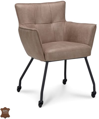 Icon Living - Armstoel Nora on Wheel - Microleder Bull Liver - Leg Black