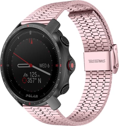 Strap-it Luxe stalen RVS bandje - geschikt voor Polar Grit X / Grit X Pro / Vantage M / M2 / M3 / V3 - rosé pink
