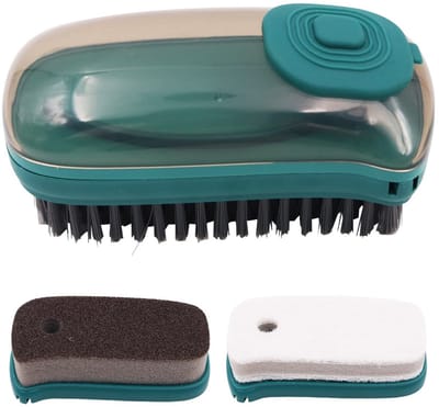 LIVIA HOME- Zeepdispenser - Multifunctionele Reinigingsborstelset - 3 Vervangende Hoofden - Geschikt voor Keuken/Badkamer - Kunststof - Handig in Gebruik - Schoonmaakborstel