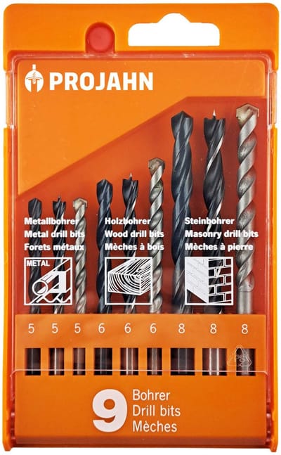 Universele Boorset in Kunststofkassette – 9-delig (5–8 mm) voor Staal, Steen & Hout