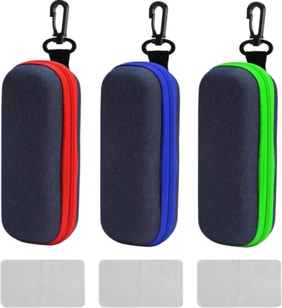 3-delige Denim Brilhoes Set | Stijlvolle Hardcase voor Zonnebrillen | Duurzaam en Beschermend