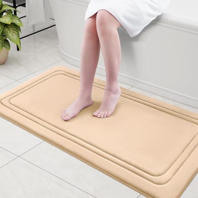Homaxy Antislipmat - Absorberende Badkamermat - Douchemat - Badkamermat Van Traagschuim - 61x120 cm - Beige - Super Zacht