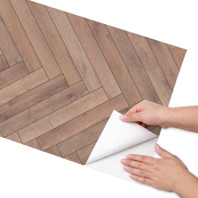 Coloray Meubel Wrap Folie - Bruin Meubelfolie - 50x100 cm - Decoratiefolie Houten visgraatmotief - Meubel Wrap Folie - Rustiek Meubelfolie - Plakfolie Meubels - Keuken decoratie - Texturen
