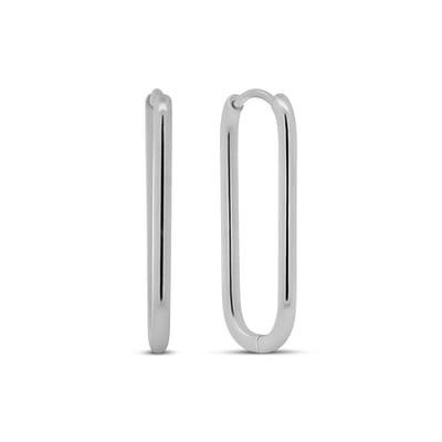 CO88 Collection - 8CE-70574 - Stalen Oorringen - Oorbellen - Ovaal - 13x28mm - Zilverkleurig