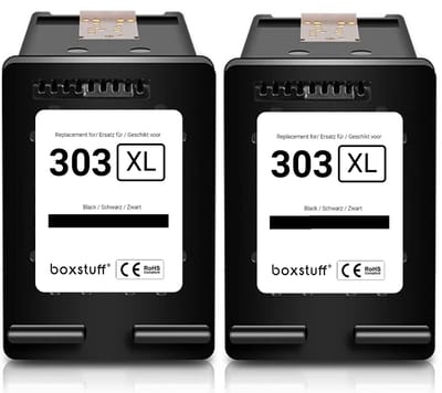 Boxstuff Inkt geschikt voor 303 XL - (T6N03AE) Compatibel met HP 303 / 303XL - Inkt Cartridge Zwart voor HP Deskjet / 1000 / 1010 / 1011 / 1015 / 1050 / 1051 / 1055 / 1056 / 1510 / 1512 / Envy Photo 6220 / 6230 / 7130 / 7134 Printer - Multipack Zwart