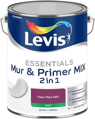 Levis - Essentials Mur & Primer Mix - Clear Red A80 - Mengverf - 5 L