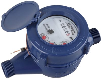 Dailygoods- Watermeter Corrosiebestendig - Watermeter E - Roterende Watermeter - Nauwkeurigheidsklasse B - Meetbereik 0,0001-99999 - Inclusief 6 Accessoires
