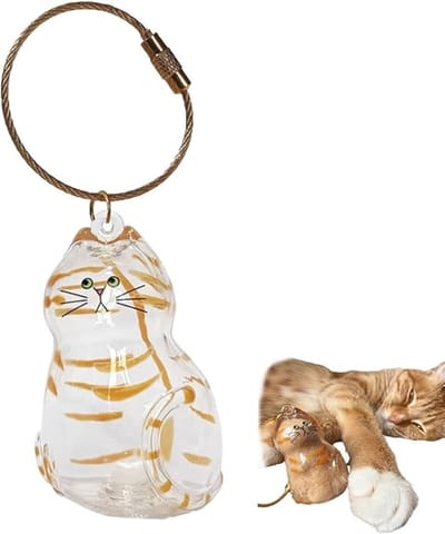 Daity Creatieve sleutelhanger in de vorm van een kattenhaarfles - transparant souvenir - opbergdoos - sleutelhanger - tashanger