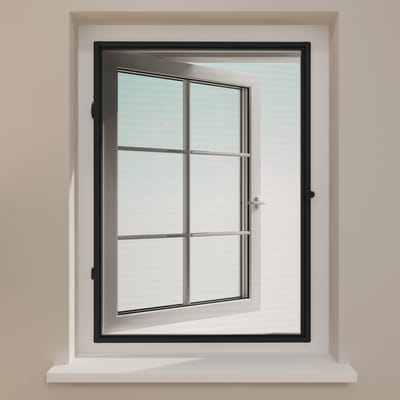 DTCH® Insectenhor - Raamhor met scharnieren - Zwart gaas - Profielkleur Antraciet - 85 x 105 cm