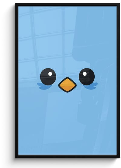 Poster in lijst - Fotolijst 80x120 cm - Posters - Vogel - Blauw - Eenvoudig - Posterlijst zwart - Decoratie - Wanddecoratie woonkamer - Muurdecoratie slaapkamer