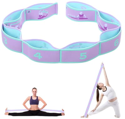 Yoga Stretchband met 8 lussen, yoga stretchband, fitnessbanden, band, fitness, stretchband met lussen, zeer elastische gymnastiekband, upgrade